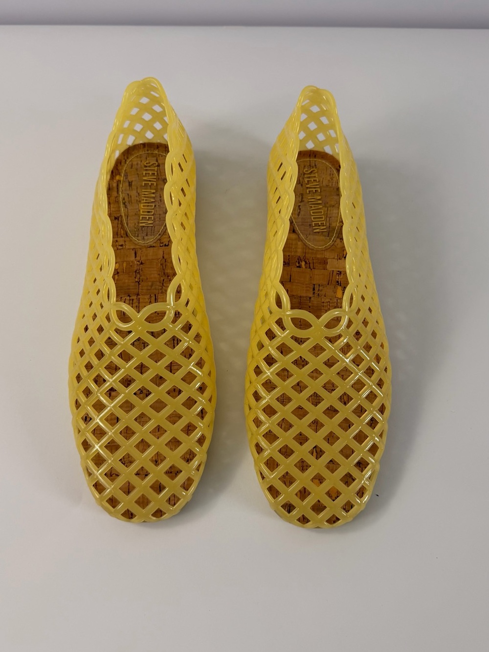 Steve Madden Yellow Lattice Jelly Slip-On Flats